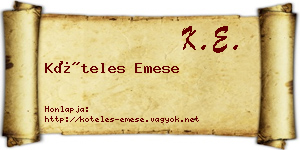 Köteles Emese névjegykártya